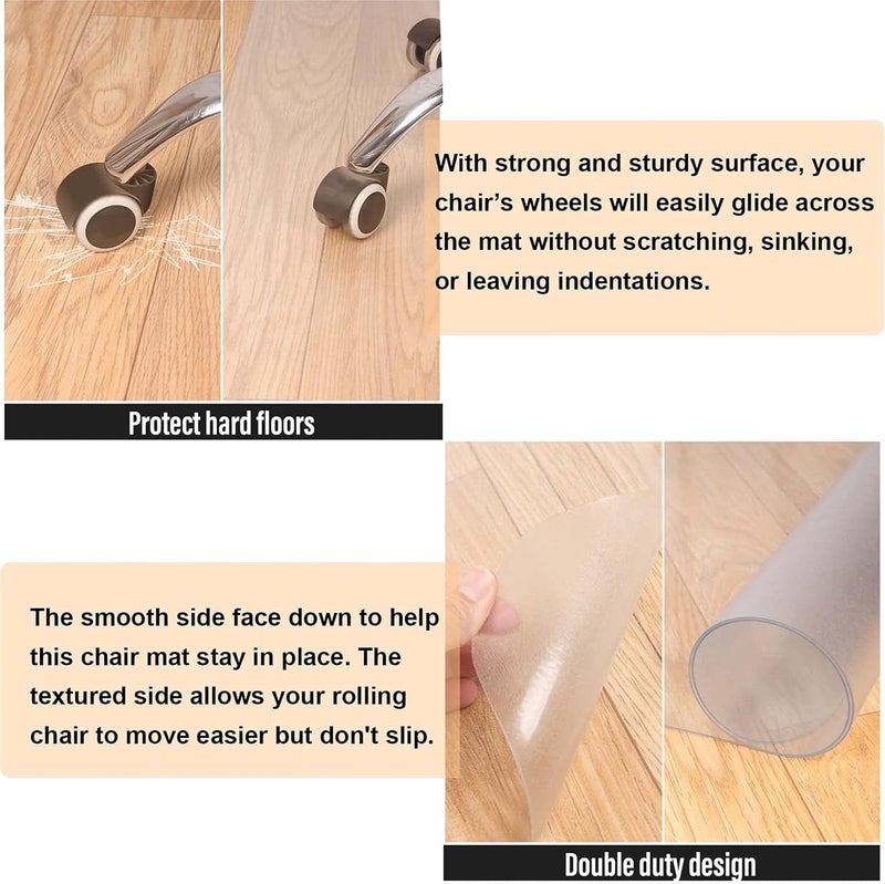 AiBOB Office Chair Mat for Hardwood Floor, 45 X 53 inches, Hard Floor Chair Mats Under Computer Desk, Easy Glide for Rolling Chairs, No Curling - Image 3